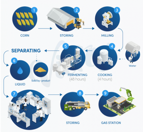 The diagram below shows how ethanol fuel is produced from corn TOEFL